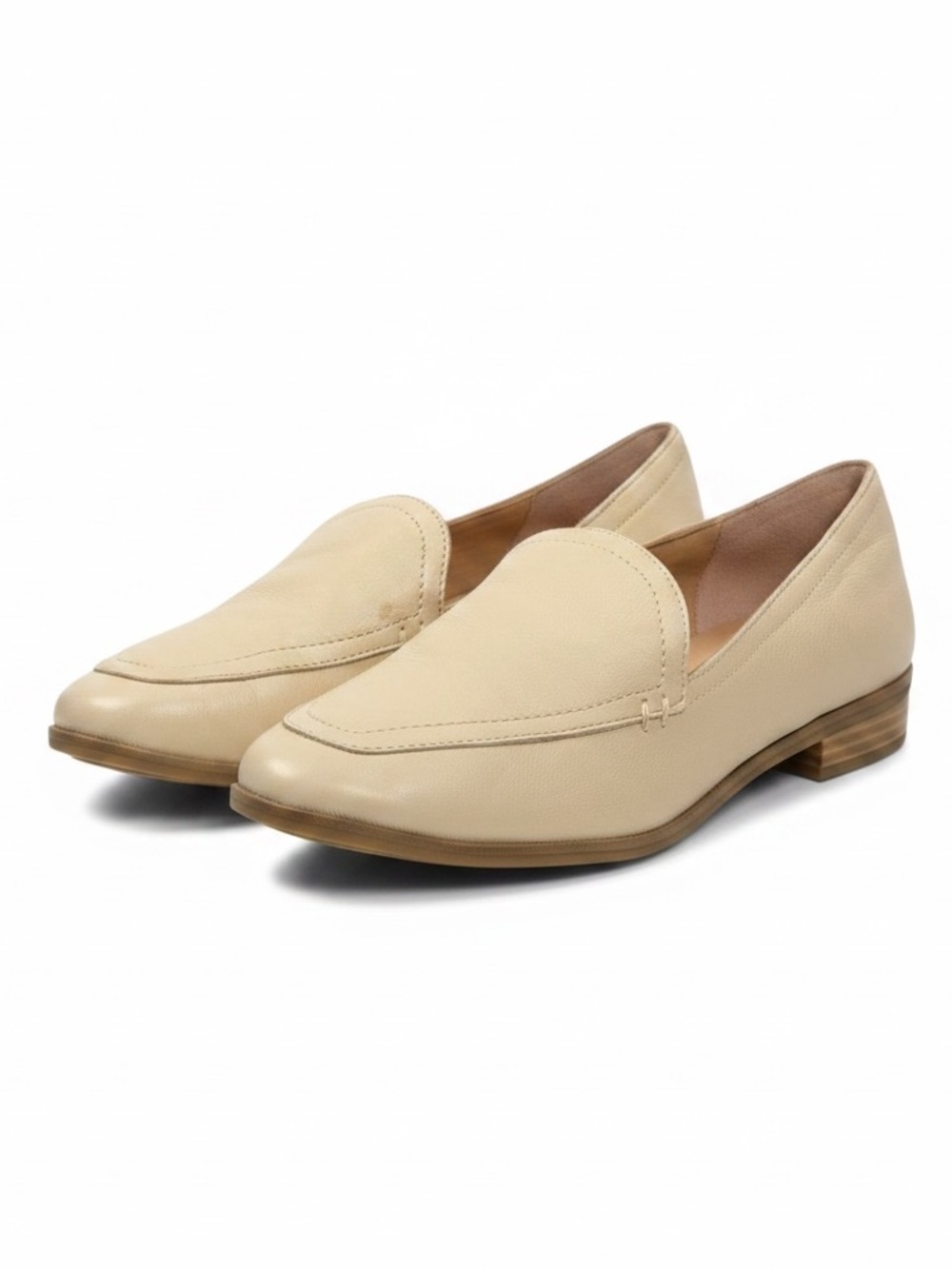 Lucky Brand Fiana Cream‎ Leather Slip On Almond Moc Toe Loafer Womens Size 6.5